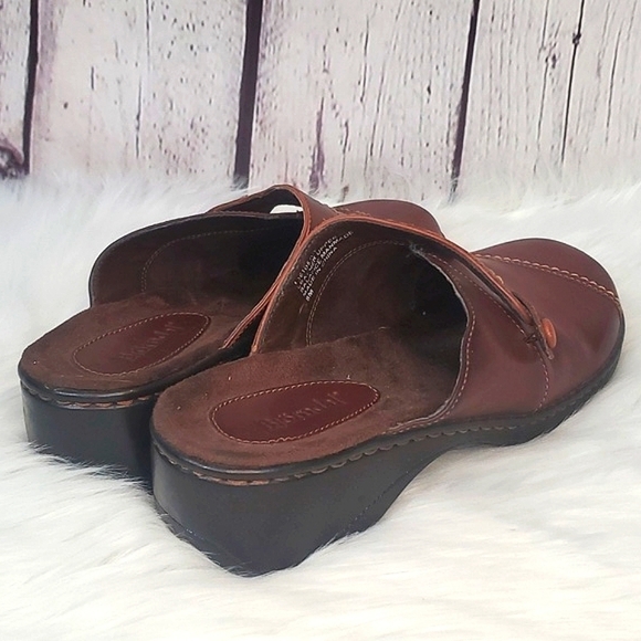 Bjorndal Ivy Brown Leather Monk Strap Cap Toe Clog Mule Shoe Womens 8M Casual - Picture 6 of 17